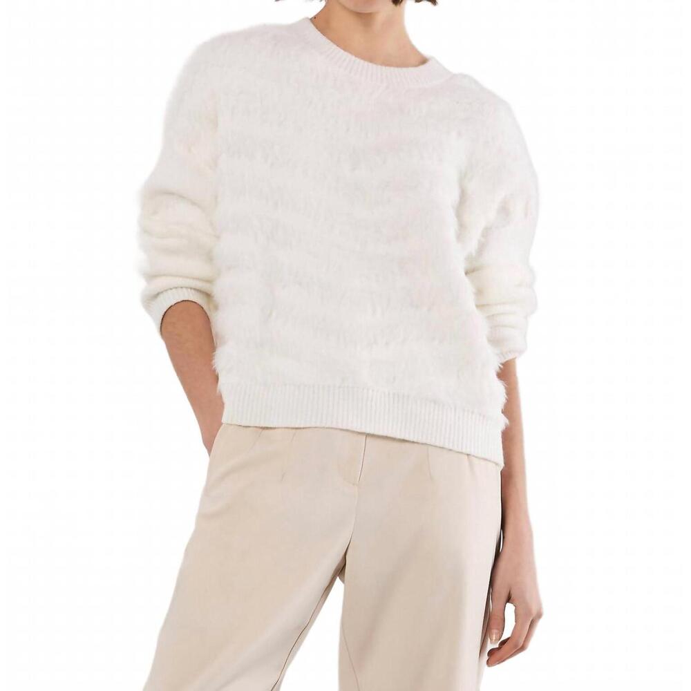 NEW APRICOT fluffy stripe jumper sweater in white
